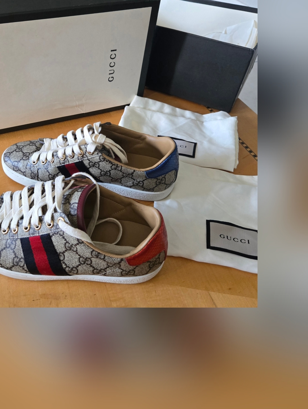 Gucci Ace Women's GG Supreme Canvas Beige Blue/Red EUR 38 G, US 7.5 - Picture 5 of 15